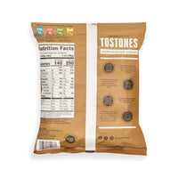 La Fe Tostones Garlic snack bag, crispy plantain chips with nutrition facts, delicious Hispanic food.