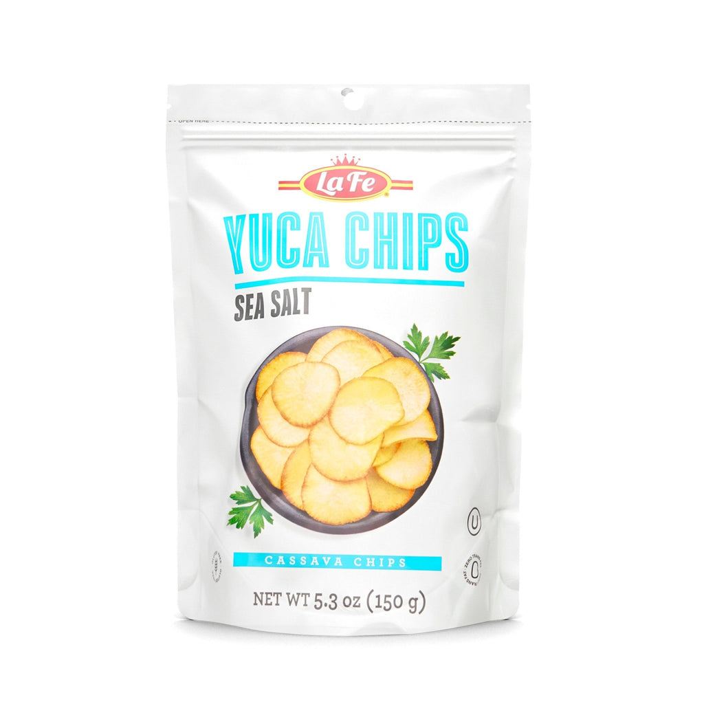 LA FE Cassava Chips Sea Salt 150g, a tasty and crunchy guilt-free snack, perfect for authentic Latin flavors.