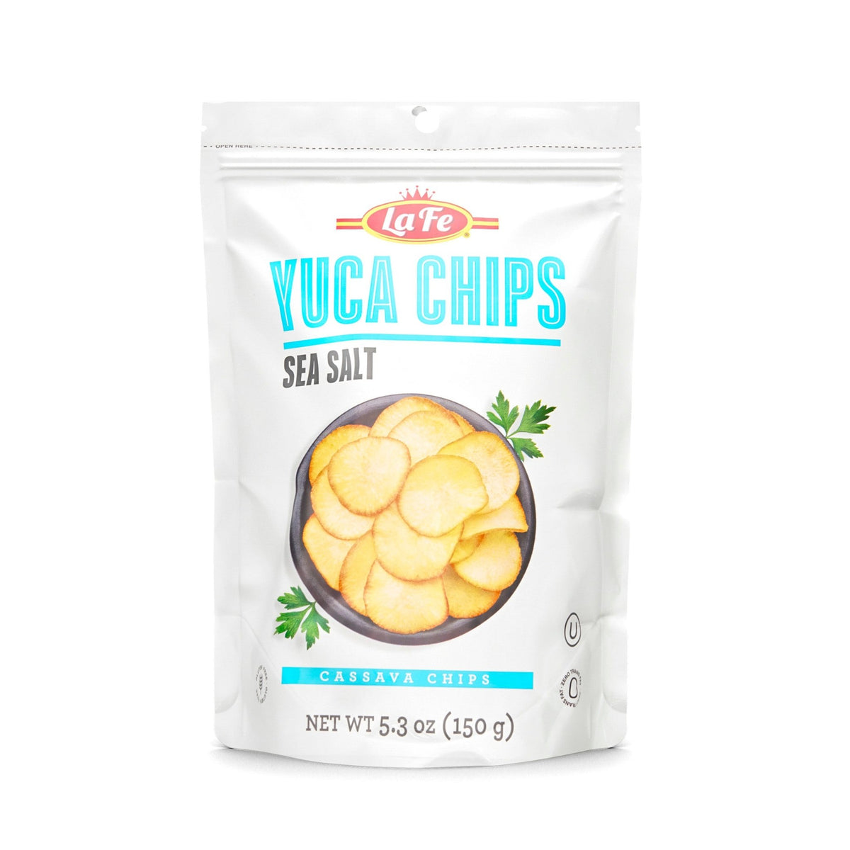 LA FE Cassava Chips Sea Salt 150g, a tasty and crunchy guilt-free snack, perfect for authentic Latin flavors.