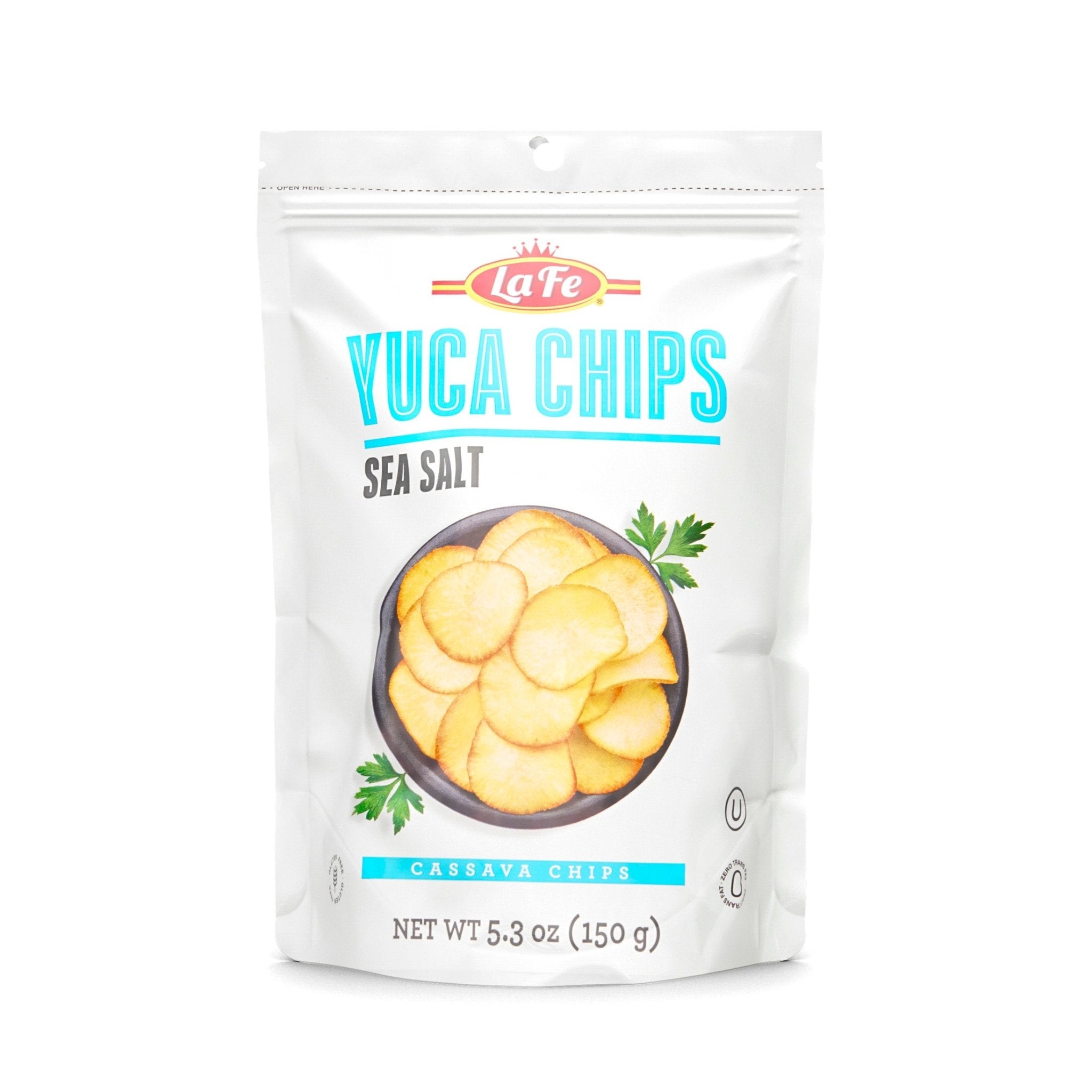 LA FE Cassava Chips Sea Salt 150g, a tasty and crunchy guilt-free snack, perfect for authentic Latin flavors.
