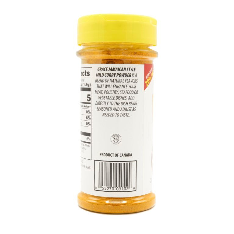 GR. JA STYLE MILD CURRY POWDER bottle showcasing authentic Jamaican spices for flavorful Latin food.