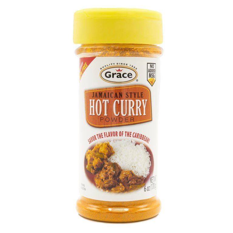 GR. JA STYLE HOT CURRY POWDER, authentic Jamaican flavors, perfect for enhancing comida latina dishes.