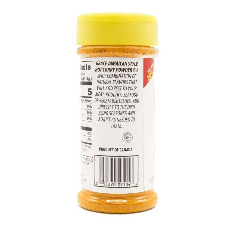 GR. JA STYLE HOT CURRY POWDER jar, ideal for adding authentic tropical flavors to latin food dishes.