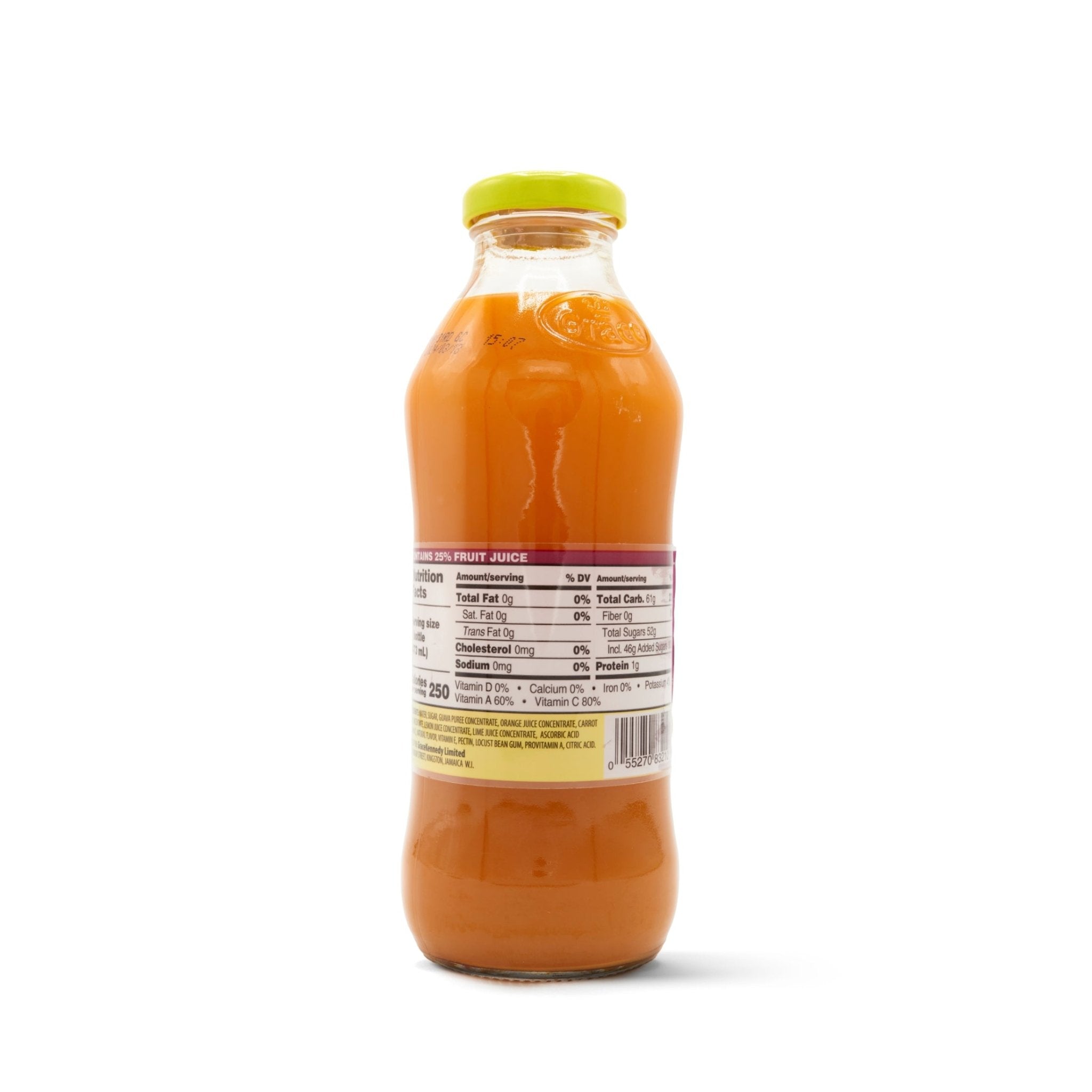 T/RHY GUAVA CARROT juice bottle featuring tropical flavors and quality ingredients. Perfect for authentic Latin food lovers.