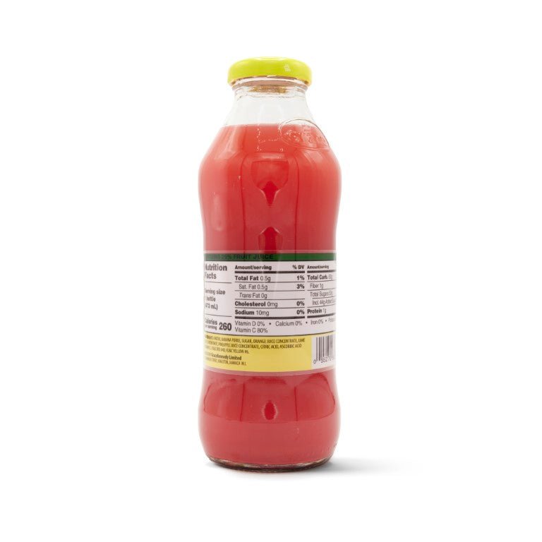 Refreshing T/RHY REGGAE MEDLEY beverage in a 16oz bottle, showcasing tropical flavors and quality ingredients for a Latin food experience.