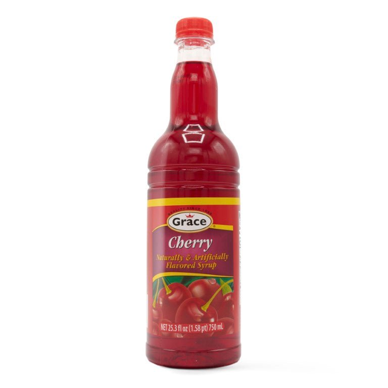 Grace Cherry Syrup 25.5 oz bottle, perfect for authentic Latin food and tropical flavors.