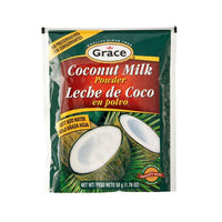 Grace Coconut Milk Powder, 50g pack, ideal for authentic Latin cooking and baking, no preservatives, rich tropical flavor.