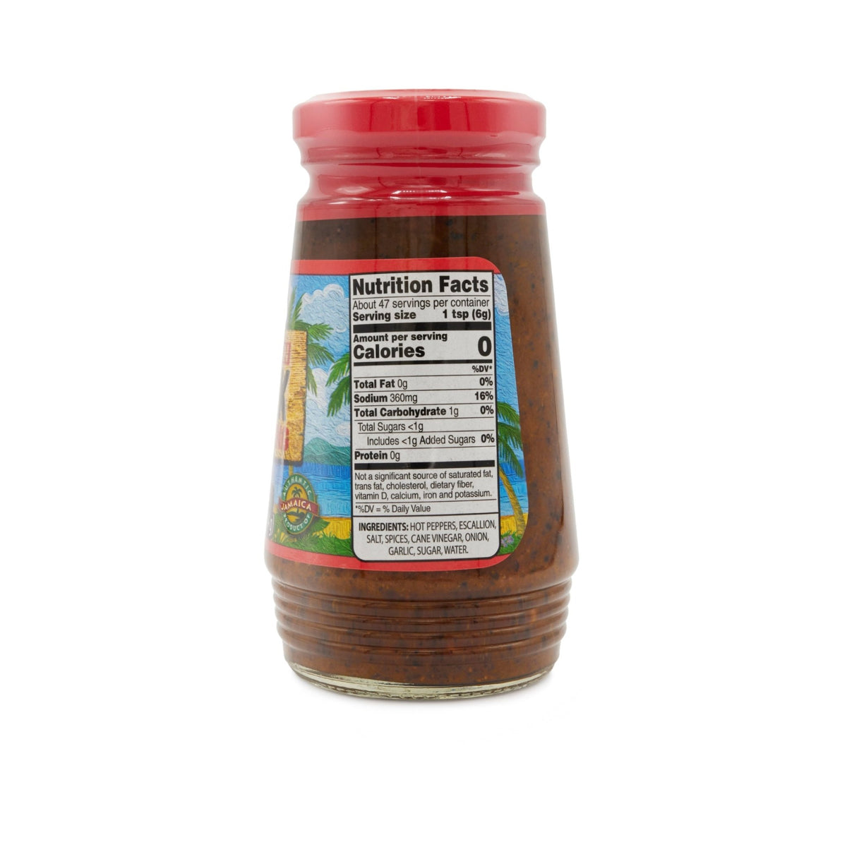 GRACE JERK SEASONING - HOT jar showcasing nutrition facts, ideal for enhancing authentic Latin food with tropical flavors.