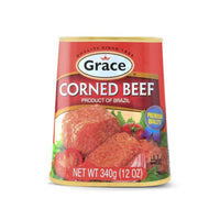 GR Corned Beef can from Brazil, 12oz, offering premium quality for authentic Latin meals and flavors.