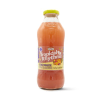 T/RHY LYCHEE PARADISE beverage, tropical flavors, all-natural, quality Latin food product for refreshing hydration.
