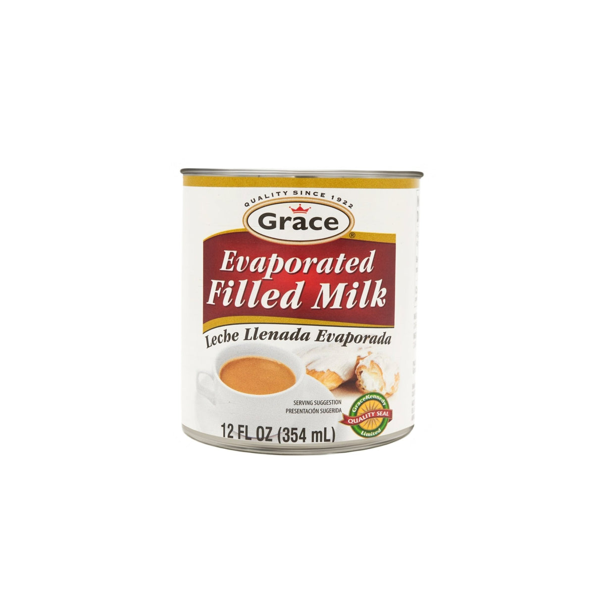 Grace Evaporated Filled Milk 12oz can, a quality Latin food product, perfect for authentic recipes and delicious tropical flavors.