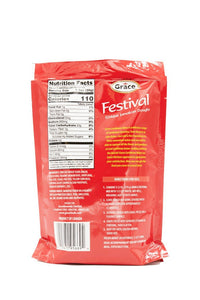 Grace Festival Mix back packaging featuring Jamaican dough nutrition facts and preparation instructions.