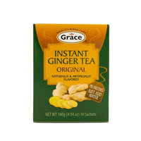 Grace Instant Ginger Tea box with 14 sachets, perfect for a refreshing taste of authentic Latin flavors.
