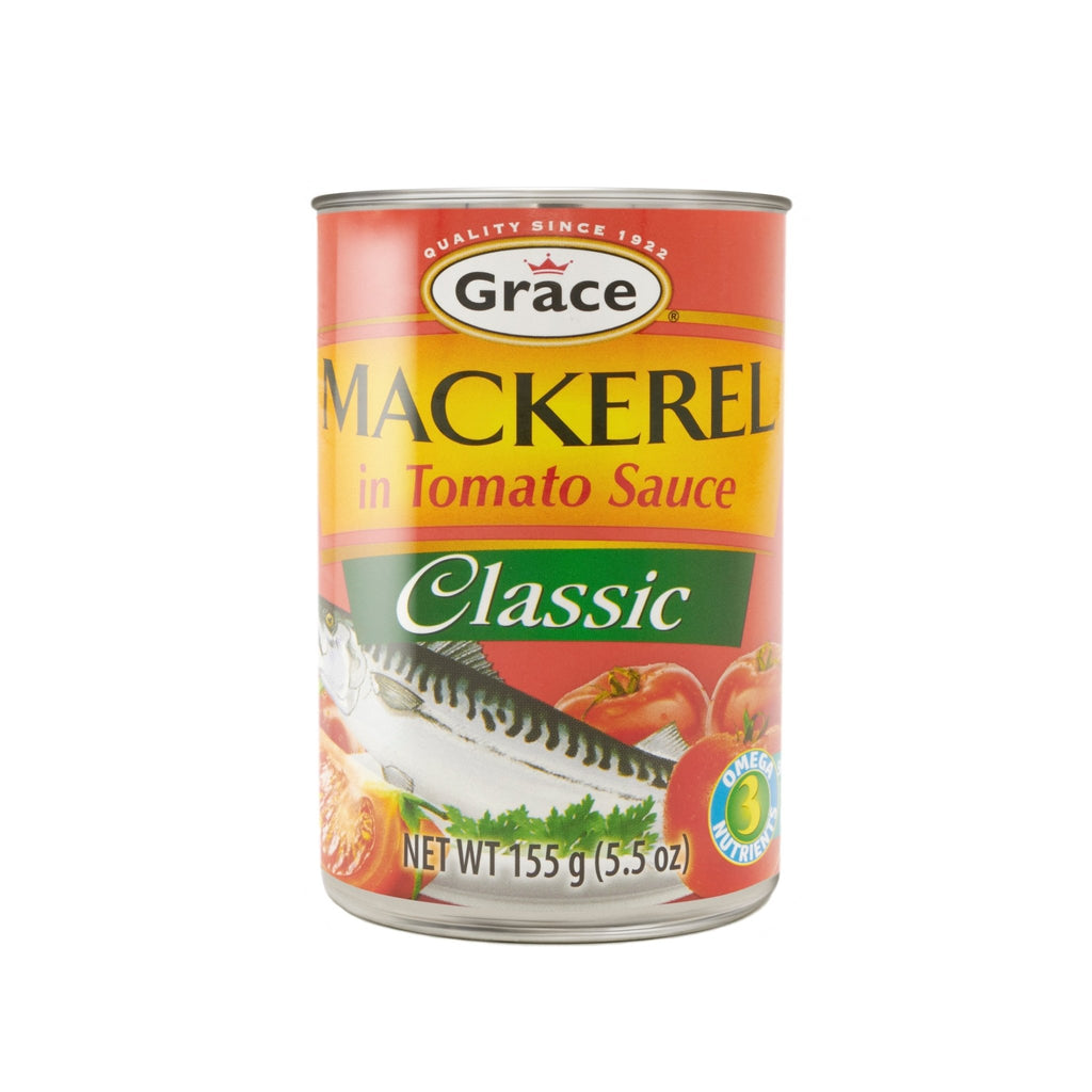 Grace Classic Mackerel in Tomato Sauce 155g can, a quality choice for fresh Latin food and flavors.