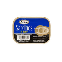 GRACE SARDINES IN WATER 50X106g can, perfect for authentic Latin food lovers, packed with protein and omega-3.