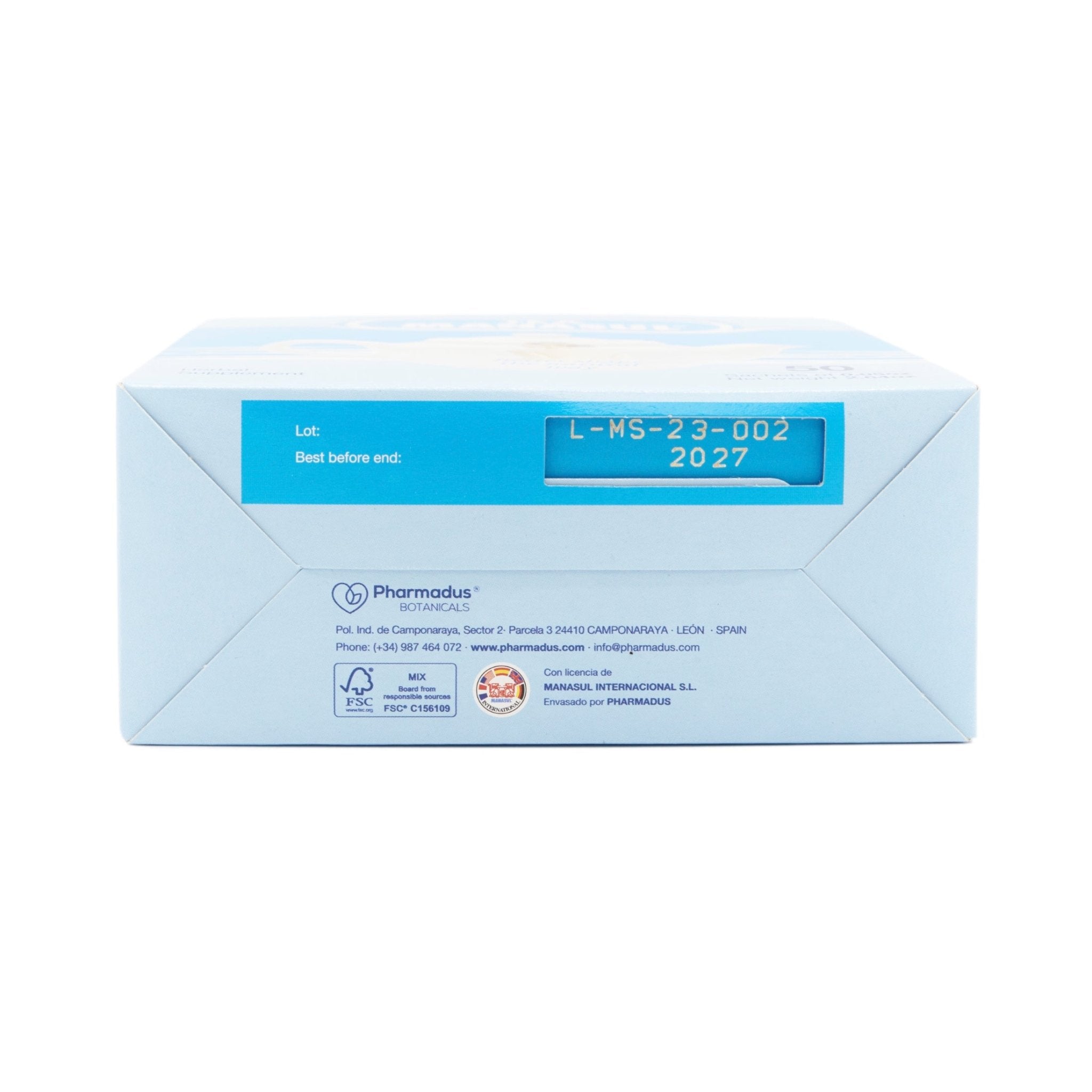 MANASUL TE box showing expiration date and quality assurance, perfect for promoting gastrointestinal health.
