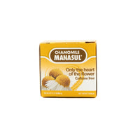 Chamomile Manazul tea box with caffeine-free label, offering soothing and refreshing natural benefits.