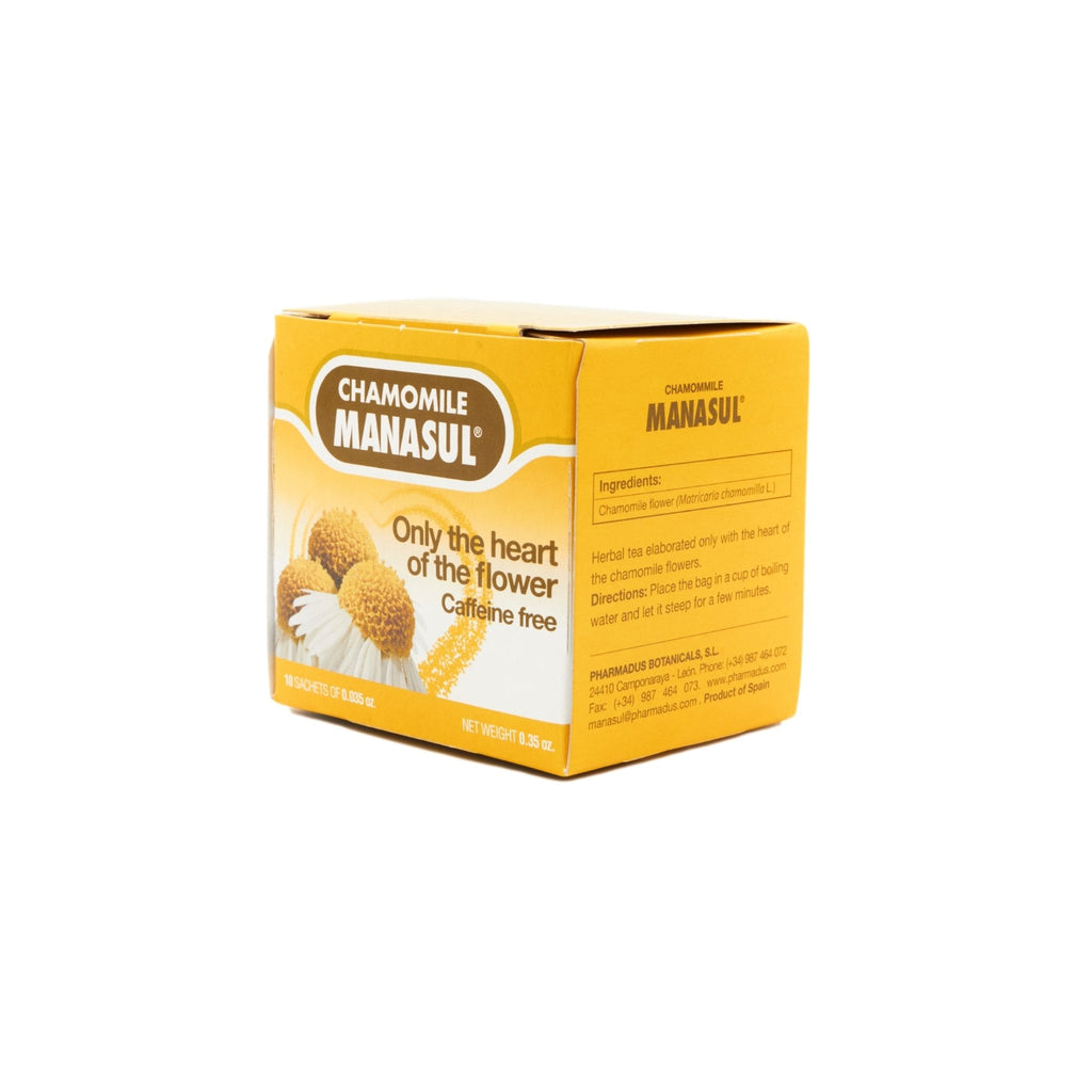 Manazul Manzanilla chamomile tea, caffeine-free herbal drink, high-quality ingredients, refreshing flavor, Latin food brand.