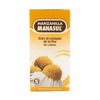 MANASUL MANZANILLA tea box, 25-count pack, caffeine-free, vibrant packaging showcasing quality latin food.