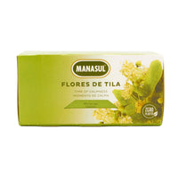 MANASUL Flores de Tila herbal supplement box, promoting calmness, made from natural ingredients, perfect for Latin food lovers.