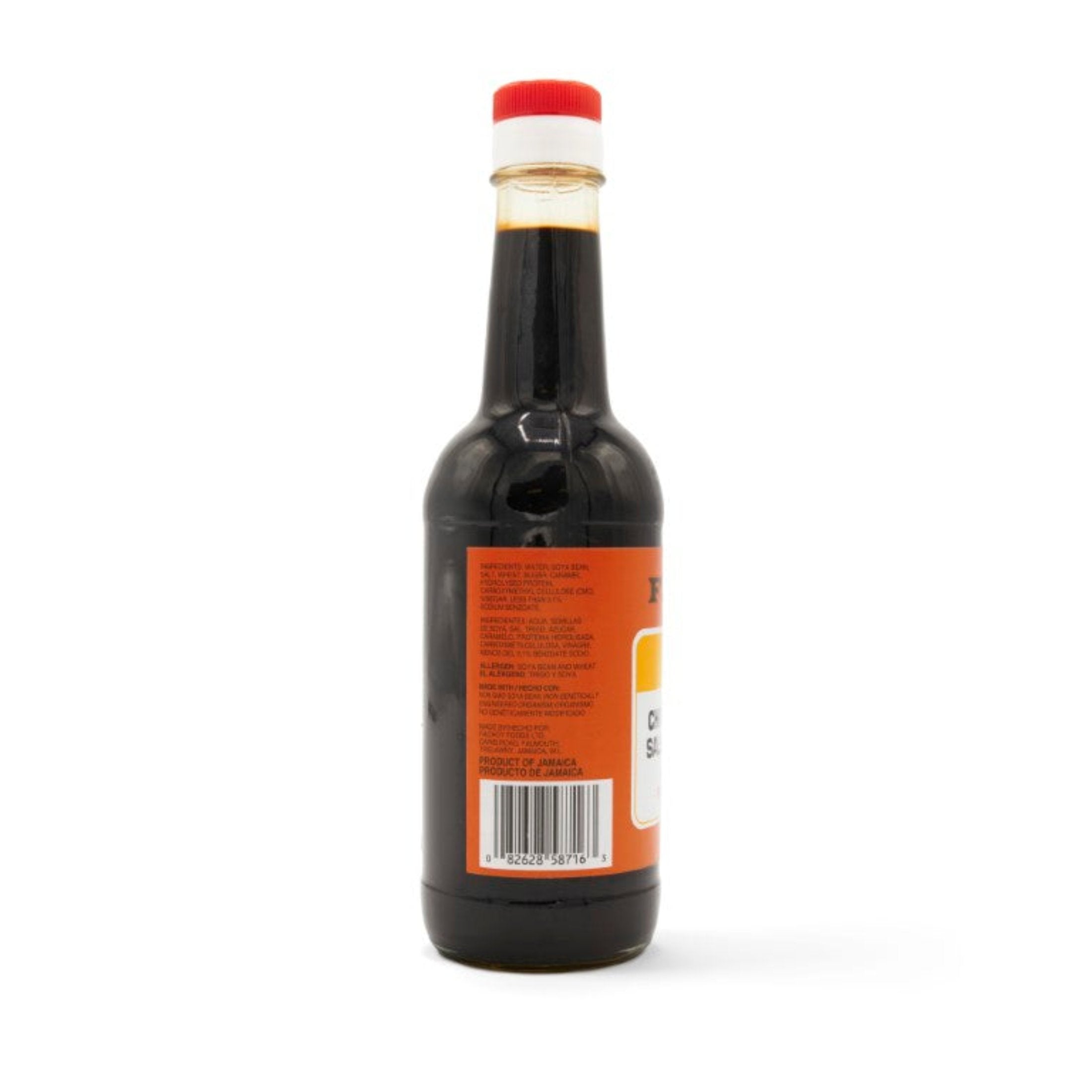 FACHOY Soya Sauce 12 oz bottle, premium quality for authentic Latin food, perfect for marinades and stir-frys.